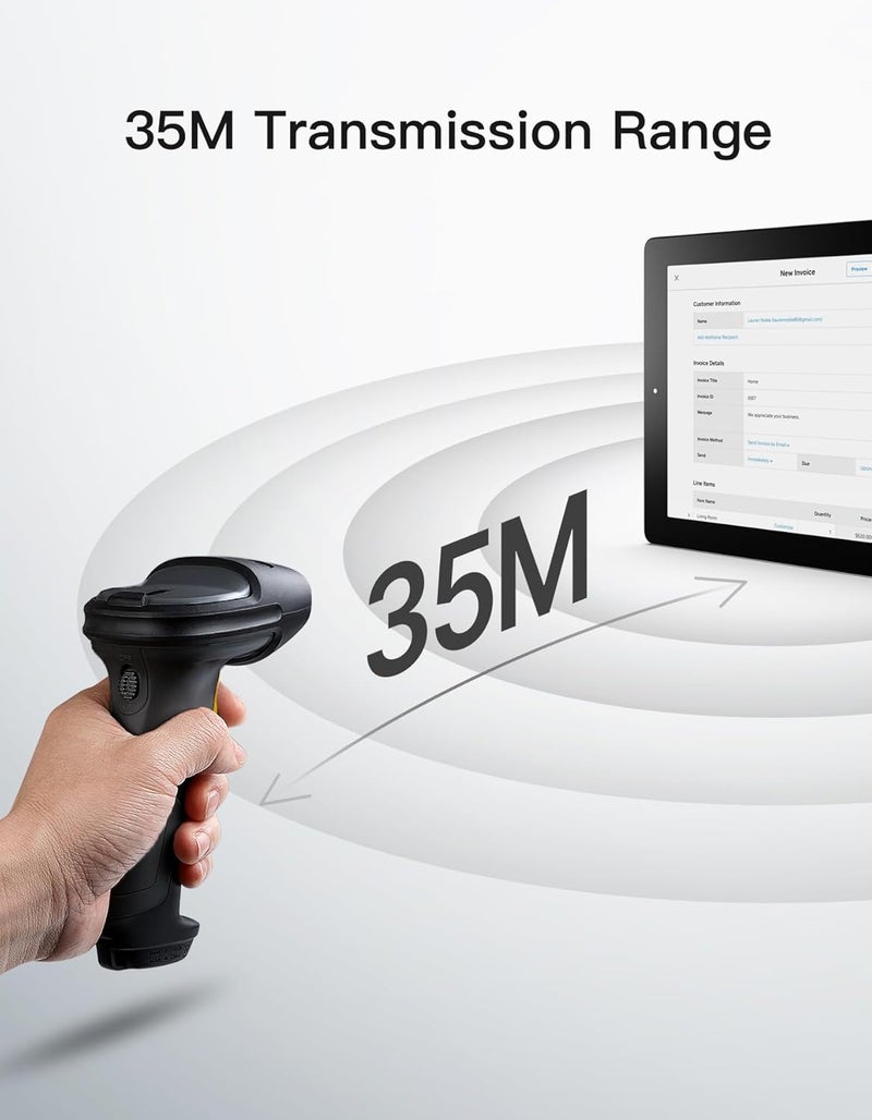 Inateck 2D Barcode Scanner, Wireless Bluetooth QR Code Scanner with AI APP & SDK, 180-Day Battery Life, Fast & Accurate Scanning, Compatible with iOS/Android/Windows - Image 4